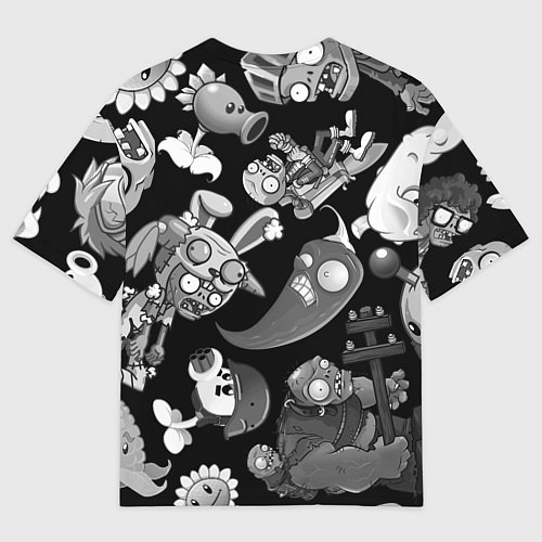 Женская футболка оверсайз Растения против зомби персонажи / 3D-принт – фото 2