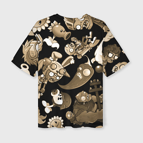 Женская футболка оверсайз Растения против зомби в бежевом цвете / 3D-принт – фото 2