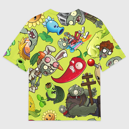 Женская футболка оверсайз Растения против зомби с героями / 3D-принт – фото 2