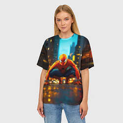 Футболка оверсайз женская Человек паук на старте, цвет: 3D-принт — фото 2