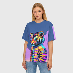 Футболка оверсайз женская Cool tiger cub - pop art, цвет: 3D-принт — фото 2