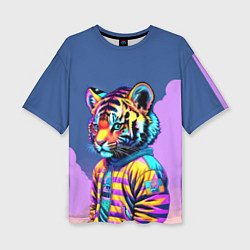 Женская футболка оверсайз Cool tiger cub - pop art