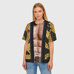 Футболка оверсайз женская Накаченное мужское тело в змеином наряде, цвет: 3D-принт — фото 2