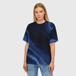 Футболка оверсайз женская Тёмный синий абстракция дымчатый, цвет: 3D-принт — фото 2