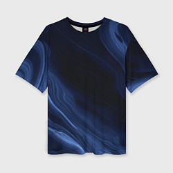 Футболка оверсайз женская Тёмный синий абстракция дымчатый, цвет: 3D-принт