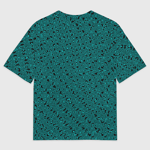 Женская футболка оверсайз Тёмный бирюзовый с чёрным текстура / 3D-принт – фото 2