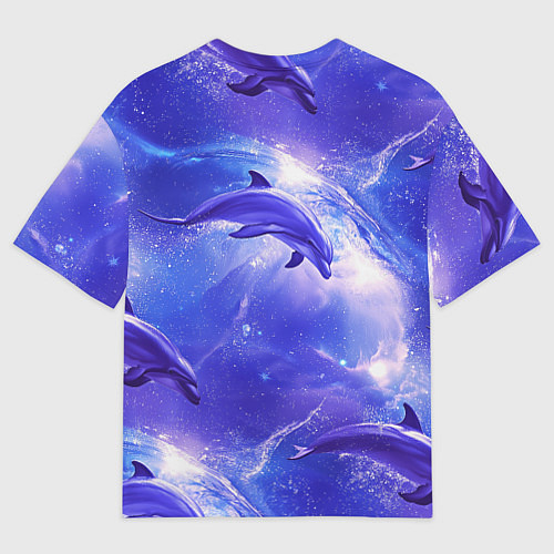 Женская футболка оверсайз Дельфины в волшебном море паттерн / 3D-принт – фото 2