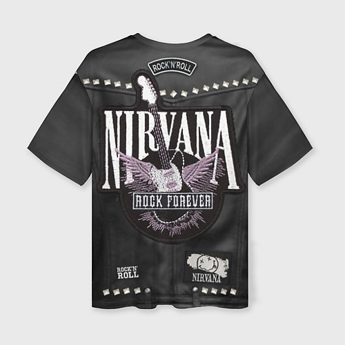 Женская футболка оверсайз Косуха рокерская с нашивками Nirvana / 3D-принт – фото 2