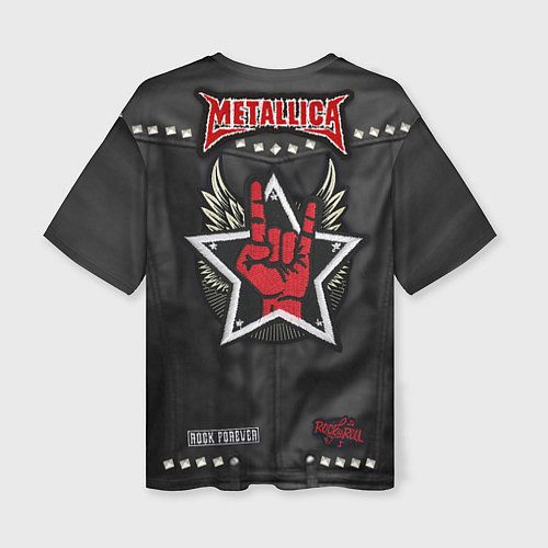 Женская футболка оверсайз Косуха с нашивками Metallica / 3D-принт – фото 2