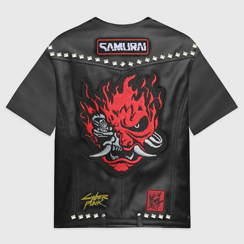 Женская футболка оверсайз Косуха с нашивкой самурая киберпанк / 3D-принт – фото 2