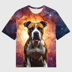 Футболка оверсайз женская Американский стаффордширский терьер в космосе, цвет: 3D-принт