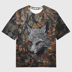 Футболка оверсайз женская Хищный серый лис, цвет: 3D-принт