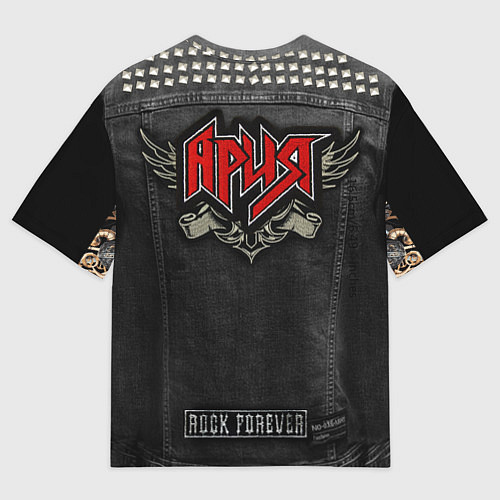 Женская футболка оверсайз Джинсовка Ария с татуировками викингов / 3D-принт – фото 2