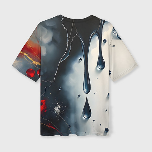 Женская футболка оверсайз Сюрреалистичная абстракция с каплями / 3D-принт – фото 2
