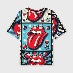 Футболка оверсайз женская Rolling Stones logo - pop art, цвет: 3D-принт