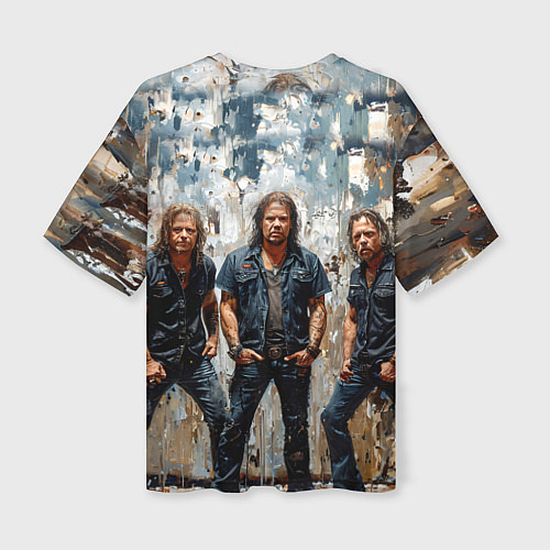 Женская футболка оверсайз Metallica масляной краской / 3D-принт – фото 2