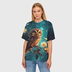Футболка оверсайз женская Сова на фоне ночного неба, цвет: 3D-принт — фото 2