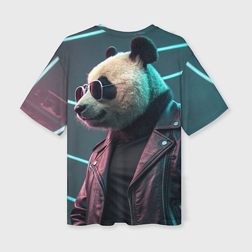 Женская футболка оверсайз Cyberpunk panda / 3D-принт – фото 2