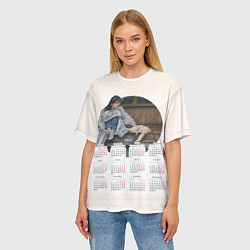 Футболка оверсайз женская Календарь 2025 и девушка с лисой, цвет: 3D-принт — фото 2