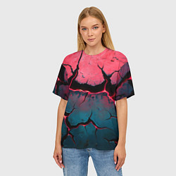 Футболка оверсайз женская Объемные разломы текстура, цвет: 3D-принт — фото 2