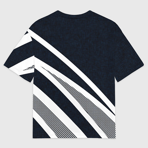Женская футболка оверсайз Sport тёмно-синий с полосами / 3D-принт – фото 2