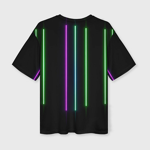 Женская футболка оверсайз Neon stripes / 3D-принт – фото 2
