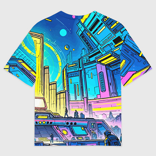 Женская футболка оверсайз Космический город / 3D-принт – фото 2