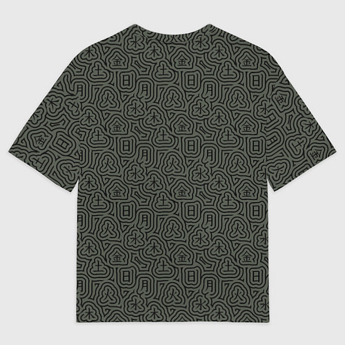 Женская футболка оверсайз Лабиринтовый паттерн с днями недели иероглифами / 3D-принт – фото 2