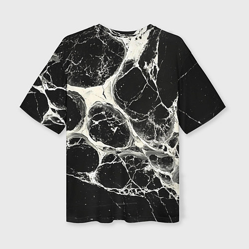 Женская футболка оверсайз Бело-черная потертая текстура / 3D-принт – фото 2