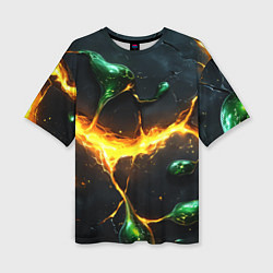 Футболка оверсайз женская Разлом текстуры с зеленой слизью, цвет: 3D-принт