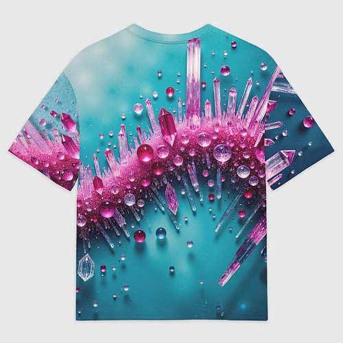 Женская футболка оверсайз Розовые кристаллы / 3D-принт – фото 2