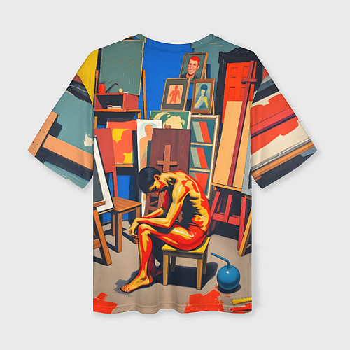 Женская футболка оверсайз Художник в мастерской / 3D-принт – фото 2