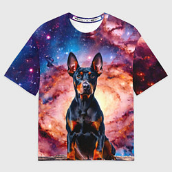 Футболка оверсайз женская Доберман в космосе, цвет: 3D-принт