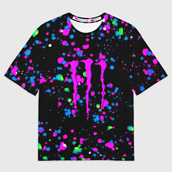 Женская футболка оверсайз Monster energy неоновые краски