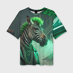 Футболка оверсайз женская Cyperpunk zebra, цвет: 3D-принт