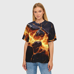 Футболка оверсайз женская Золотая лава текстура, цвет: 3D-принт — фото 2