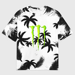 Женская футболка оверсайз Monster energy пальмы