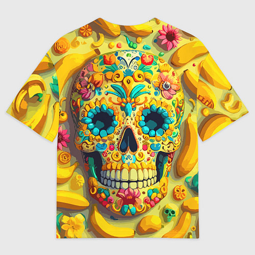 Женская футболка оверсайз Красочный летний паттерн с черепом - нейроарт / 3D-принт – фото 2