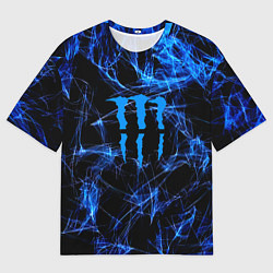 Женская футболка оверсайз Monster energy искры дымы