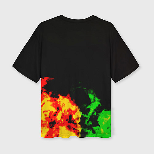Женская футболка оверсайз Амонг ас огненная текстура / 3D-принт – фото 2