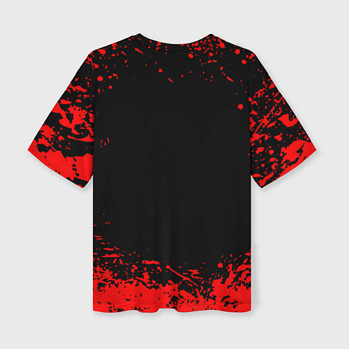 Женская футболка оверсайз Ведьмак красные краски / 3D-принт – фото 2