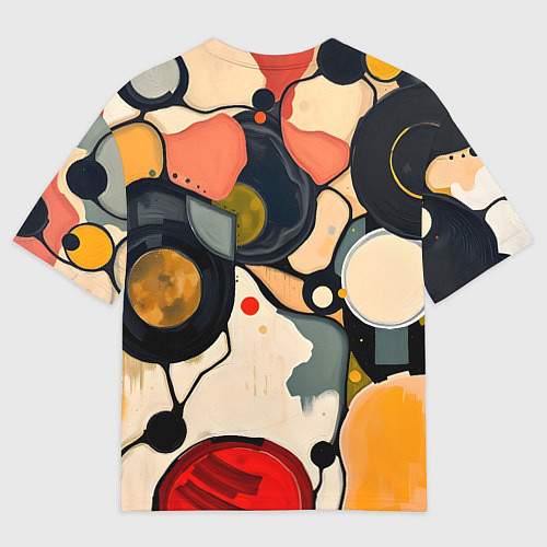 Женская футболка оверсайз Абстракция с кругами и краской / 3D-принт – фото 2