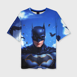 Футболка оверсайз женская Бэтмен синее небо, цвет: 3D-принт