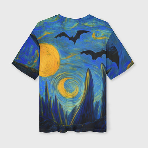 Женская футболка оверсайз Бэтмен в стиле Ван-Гога / 3D-принт – фото 2