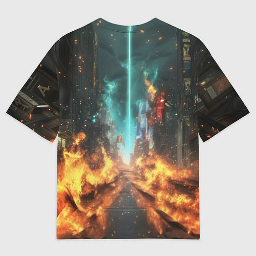 Женская футболка оверсайз Бэтмен эпик / 3D-принт – фото 2