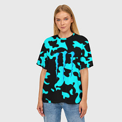 Футболка оверсайз женская Monster energy камуфляж голубой, цвет: 3D-принт — фото 2