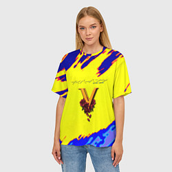 Футболка оверсайз женская Cyberpunk краски неоновые, цвет: 3D-принт — фото 2