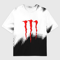 Женская футболка оверсайз Monster energy чёрно белые краски