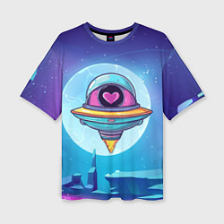 Футболка оверсайз женская Нло с сердечком внутри, цвет: 3D-принт