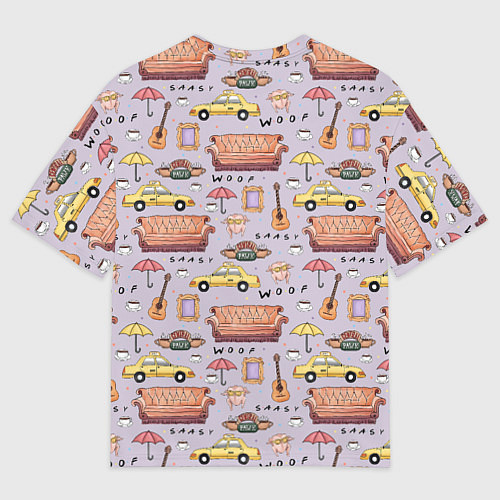 Женская футболка оверсайз Друзья - паттерн / 3D-принт – фото 2